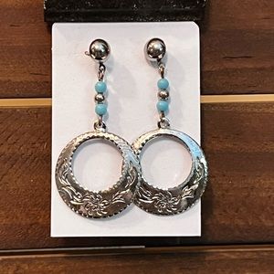 Silver and Blue Dangle Earrings